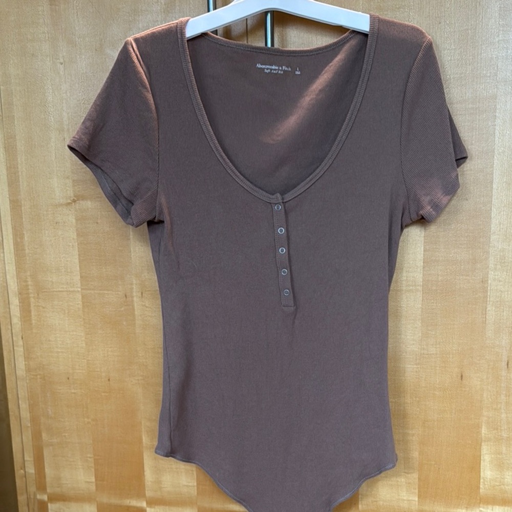 Abercrombie Brown Short Sleeve Bodysuit